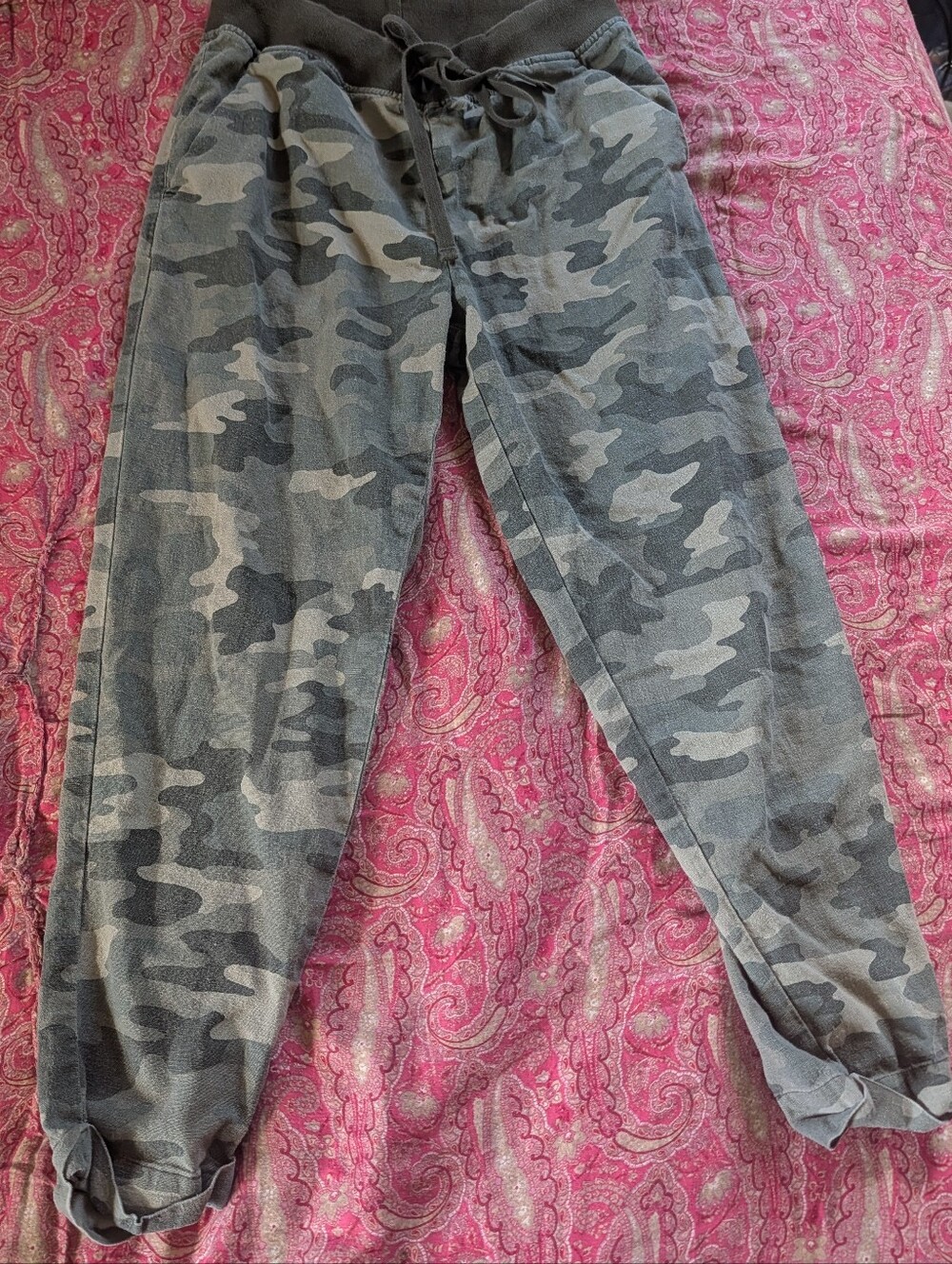 Women's Linen Camo Pants, Lucky Brand, Size Small, Drawstring